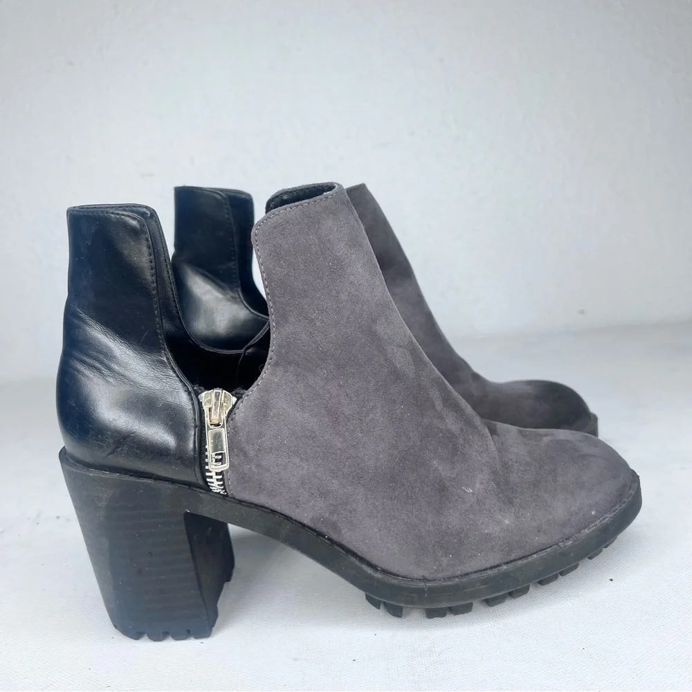 - Zara gray suede black leather ankle boot